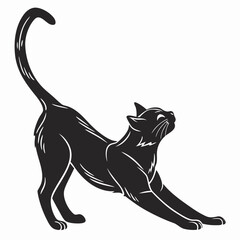 Black cat stretching vector illustration © Vector Tanvir