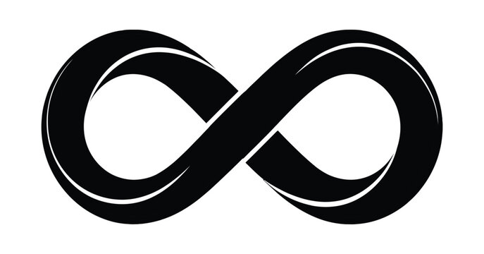 Infinity sign made with M&ouml;bius strip, stylized limitless symbol illustration, minimalist tattoo flat design concept, elegant twisted loop shape representing eternity and continuity, modern vector