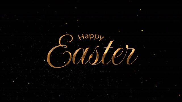 happy easter text animation footage with gold color and particle effect. featuring happy easter footage with luxury design
