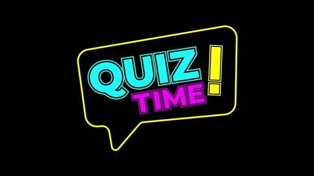Quiz time logo in a speech bubble shape perfect for trivia events, online quizzes, educational platforms, gaming companies, and social media.