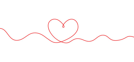 Fototapeta premium Continuous one line love heart shape. one line heart drawing. love sign. valentines day. vector illustration