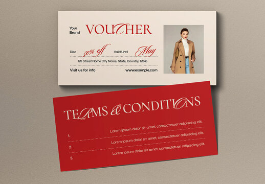 Red And Beige Minimalist Fashion Sale Voucher