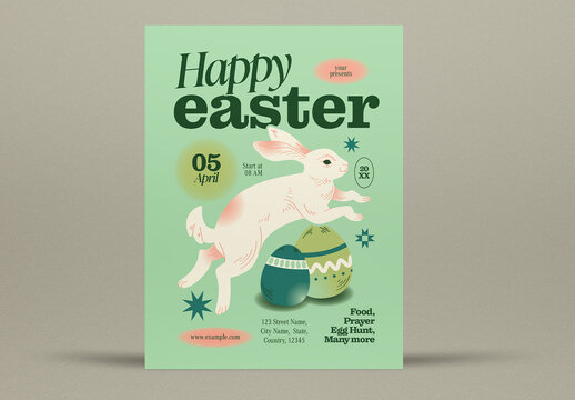 Green Playful Easter Celebration Flyer Layout
