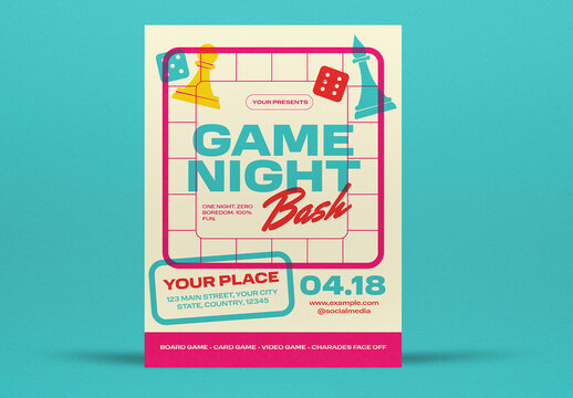 Beige And Magenta Game Night Flyer Layout