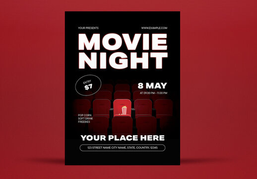 Black And Red Bold Movie Night Flyer Layout