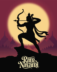 Ram Navami Lord Ram Silhouette Illustration &ndash; Hindu Festival Spiritual Poster Design