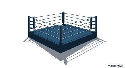Empty Boxing Ring with Ropes and Corner Post, Isolated on White Background, Sport Concept © Erlin