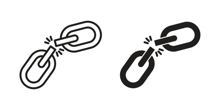 Broken link icon set, logo vector eps10