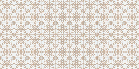 Geometric linear floral tile pattern. Wedding design with gold lines on white background. Seamless vector pattern of thin gold and white lines. Luxurious oriental art deco texture background.