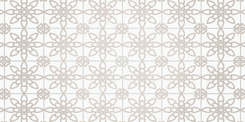 Geometric linear floral tile pattern. Wedding design with gold lines on white background. Seamless vector pattern of thin gold and white lines. Luxurious oriental art deco texture background.