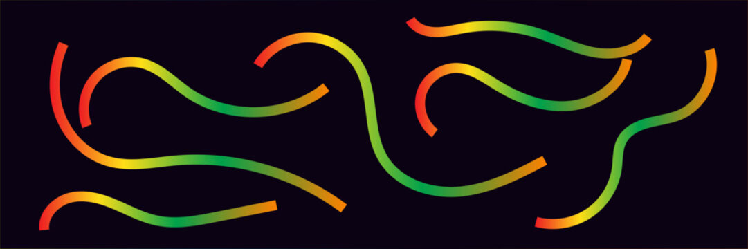 Abstract Rainbow Gradient Curved Lines Collection &ndash; Modern Wave Line Elements