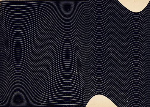 Dark Vintage Abstract Wave Pattern with Rhythmic Lines and Grainy Texture