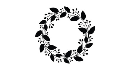 A circular wreath of delicate black leaves and small berries © Shila