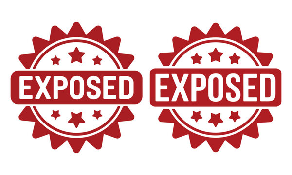 Red exposed stamp badge seal label illustration isolated on white background