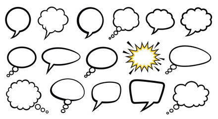 Fototapeta premium Collection of Speech Bubbles and Thought Clouds for Communication and Ideas