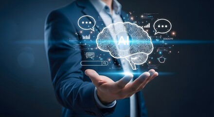 Obraz premium Ai brain technology: artificial intelligence concept vector illustration