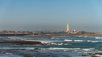 The Historic El Hank Lighthouse on the Rocky Coast of Casablanca