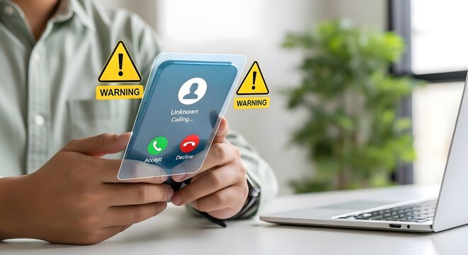 Scam call warning: unknown caller id on mobile phone