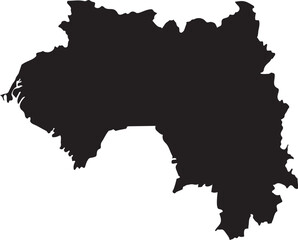 Obraz premium Black silhouette map of Guinea a West African country isolated on a white background representing geography and travel