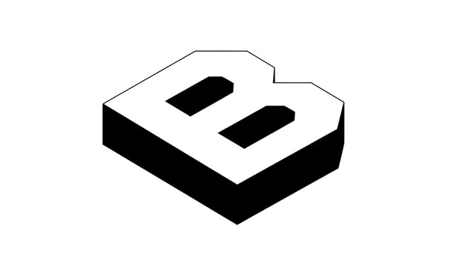 Three Dimensional Letter B Icon Graphic.
