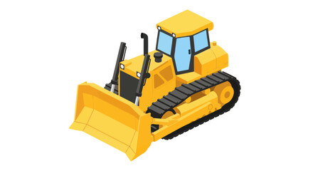 Yellow Bulldozer Construction Vehicle Isometric Illustration