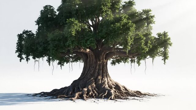 Tree Growth Time Lapse: Seedling to Mature Tree Evolution on a White Background, Showcasing Growth
