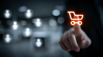 Close-up of hand activating holographic newborn baby cradle icon in soft hospital nursery background, symbolizing early childcare planning strategy