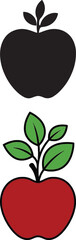 Apple Silhouette with Leaf Cluster