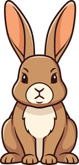 Fototapeta premium Angry Bunny Cartoon Character Brown Rabbit Animal Illustration Front View