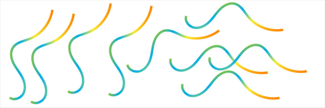 Abstract Rainbow Gradient Curved Lines Collection &ndash; Modern Wave Line Elements
