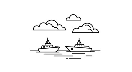 Two Ferries on Calm Water Surface. © Afi