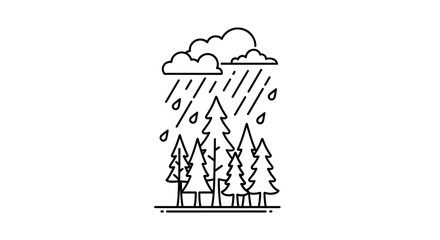 Fototapeta premium Rainy weather with pine trees.