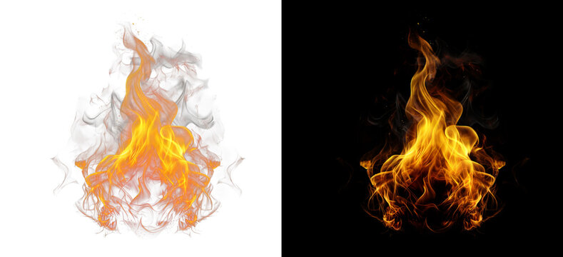 Abstract red fire flame isolated on black background for your design
