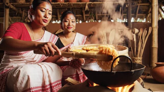 Happy bihu celebration traditional assamese cooking and food