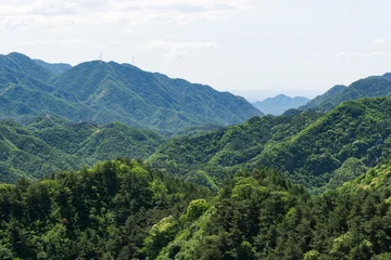 Fototapeten Peking Lush green mountains of the Yan Mountains near Beijing China  © tristanbnz