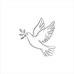 Fototapeta premium A dove flies with an olive branch in its beak