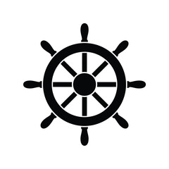 Obraz premium A simple black and white illustration of a ship s steering wheel