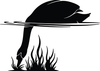 Silhouette of a duck or swan drinking water vector design © Mohammad Forkan