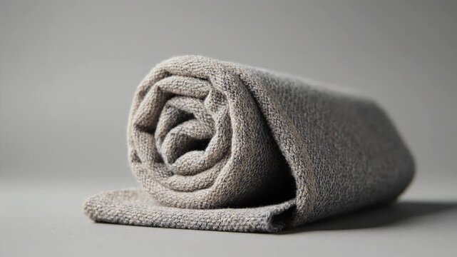 Rolled Scarf Close-Up. Soccer/Football Merchandise Mockup (No Brand, No Logo). Product Mockup. A rolled generic football scarf, set in a clean studio surface environment
