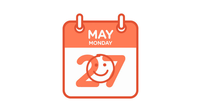 May 27 Monday Calendar Icon with Happy Smiley Face