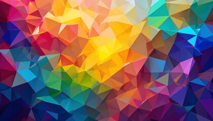 Fototapeta premium Bright multicolor low-poly geometric pattern with vibrant facets.