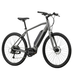 Modern grey electric commuter bicycle isolated