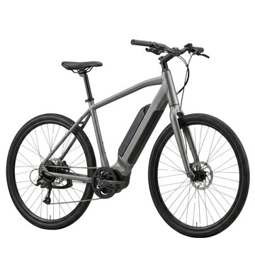 Modern grey electric commuter bicycle isolated