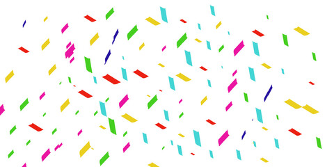 party streamers isolated on white background. Colourful Confetti Party Celebration Background. 