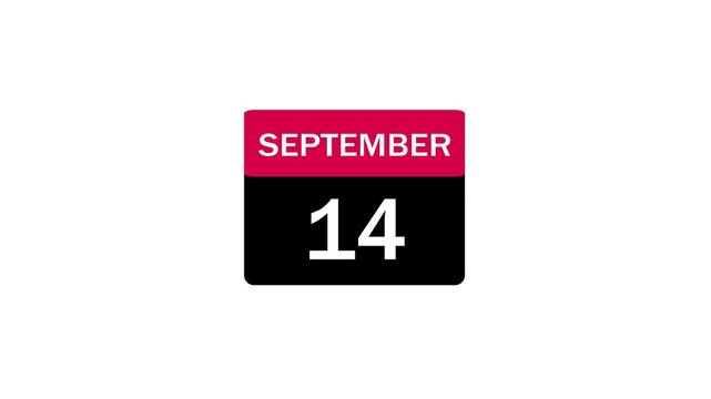 A clean, modern graphic icon showing the date September 14, presented as a professional UI calendar element with tags and user engagement count indicators below.
