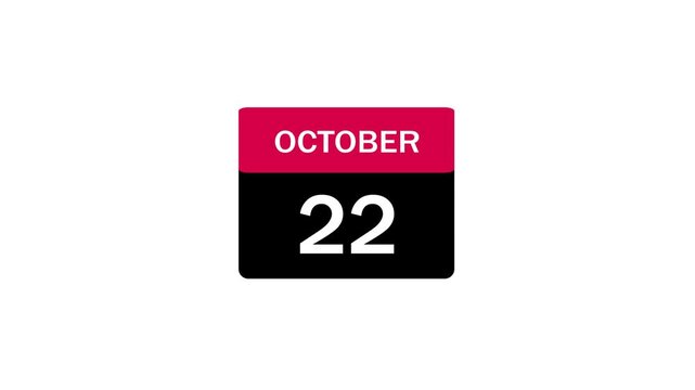 A clean, modern calendar page icon featuring the date October 22nd with a magenta header and black body, isolated on a white background, perfect for planning or scheduling.