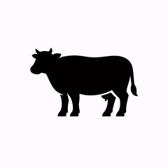 Fototapeta premium Cow Silhouette Icon – Farm Animal Livestock Symbol, Clean Black Vector Illustration Perfect for Agriculture Branding, Dairy Industry Logos, Farming Graphics and Rural Design