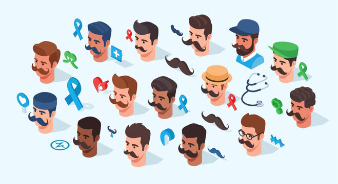 Men with Various Facial Hair Styles.