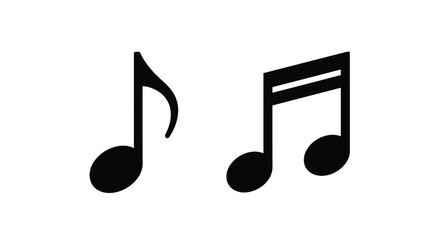 Two black musical notes displayed against a plain white background