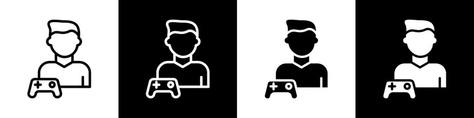  Gamers black and white icon design concept © okta